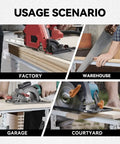Two Pack Saw Stand Sawhorse With Adjustable Seven Level Quick Build Foldable Heavy Duty Miter Saw Stand Max Capacity 440 Lbs Black and Chrome For Workshop Jobsite and DIY Projects For Shop Pros And DIYers in factory warehouse garage courtyard use