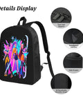 Three Pack 17 Inch Hunting Daypacks For Hunting Camping And Travel, featuring vibrant graphic design and detailed features display
