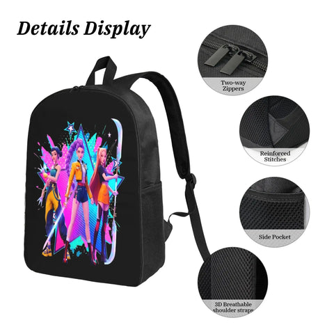 Three Pack 17 Inch Hunting Daypacks For Hunting Camping And Travel, featuring vibrant graphic design and detailed features display