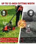 Comparison of Beast Workhorse 20000 RPM Cordless Weed Wacker With Wheel 6000mAh Battery 4 In 1 Brush Cutter next to smaller trimmer
