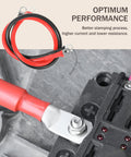 Top Shelf 6 AWG Battery Cable Kit Twenty Inches Of Pure Oxygen Free Copper Wire Paired With Sturdy Three Eighths Terminal Lugs close-up view.