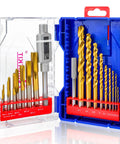 18 Piece Metric Drill And Tap Set With Tap Wrench M2 To M12 HSS Thread Taps And Drills For Metal Working In A Handy Indexed Box Case