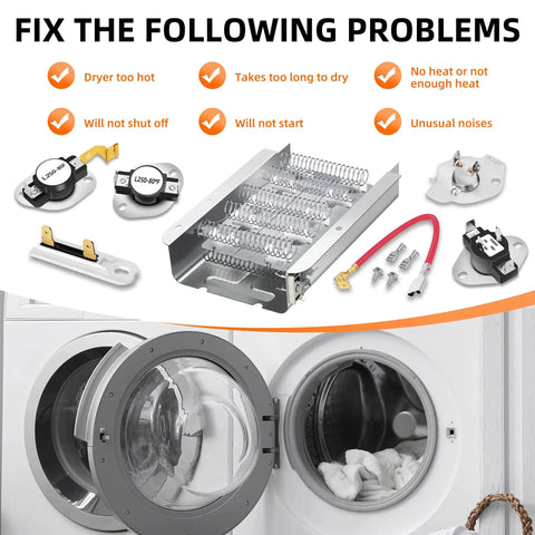 Top Notch Dryer Heating Element Replacement For 70 80 110 500 600 Series With Ni Cr Coil including thermostat and fuses