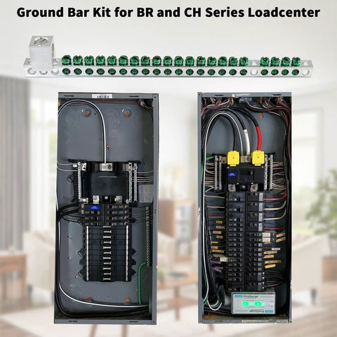 21 Terminal Grounding Bar Kit For BR And CH Series Load Centers shown with installed panels