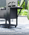 104 Quart Outdoor Cooler On Wheels With Bottle Opener And Shelves Rolling Ice Chest for pool decks and parties, black.