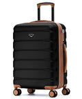 Expandable Hardside Carry On Luggage With USB C, TSA Lock, Quiet Dual Spinner Wheels, 24 By 16 By 10 Inches, Black Tan