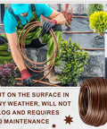 Gardener installing 328 Foot Quarter Inch Drip Irrigation Tubing Kit With Six Inch Emitter Spacing in a planter.