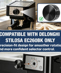 Premium Aluminum Knob Replacement For Stilosa EC260BK Espresso Machine, Easy Turn Dial, Smooth Mode Selection, Durable Black Alloy Exterior, Direct Replacement For Precise Controls And Reliable Brewing on Delonghi machine
