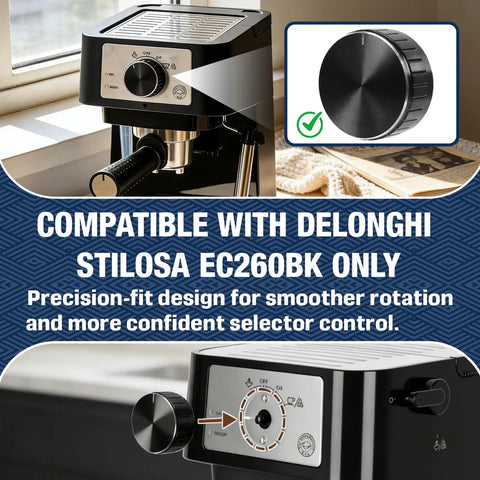 Premium Aluminum Knob Replacement For Stilosa EC260BK Espresso Machine, Easy Turn Dial, Smooth Mode Selection, Durable Black Alloy Exterior, Direct Replacement For Precise Controls And Reliable Brewing on Delonghi machine