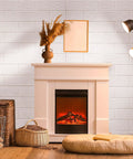 Living room with fireplace against 3D Wall Panels Peel And Stick Waterproof Faux Stone Self Adhesive 20 Pack In Rock Black for decor