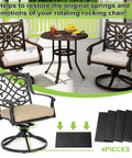 Four Pack Patio Rocking Chair Spring Plates Replacement Parts Heavy Duty Fiberglass Glides on patio, showing installation area.