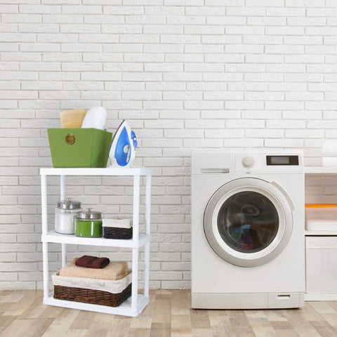 White Three Tier Storage Rack 24X12X33 Inches Light Duty Shelving System For Home Garage Or Laundry Room Connectible Frames Are A Total Game Changer For Keeping Your Place Super Tidy