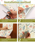 Self Adhesive Floral Peel And Stick Wallpaper Roll For Renters Featuring No Fuss Quick Install Water Resistant Scratch Proof Vinyl Wall Covering installation steps.
