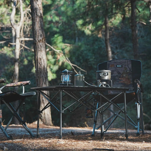Go To Ultralight Folding Camping Table With Aluminum Construction Roll Up Design Adjustable Height in outdoor forest setup
