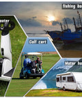 Mini LED Battery Indicator For DC 12/24V Lifepo4 Batteries With Five Column Green LED Gauge Battery Power Monitor For Golf Carts Forklifts And Equipment Auto Recognizes 12V Or 24V And Shows Twenty Percent Increments used on scooter, golf cart, fishing boat, motor home