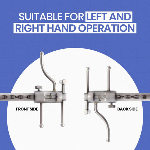 Pro Grade Adjustable Bracket Height Orthodontic Gauge With Movable Locator For Precise Occlusion And Prosthodontics VDO Scale Measuring 20mm To 100mm Dentist Lab Tool For Implants And Dental Prostheses, front and back side