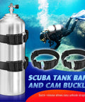 Two Pack Scuba Tank Holder Straps With Adjustable Webbing Belt And ABS Cam Buckles Anti Slip Pad For Universal Dive Gear