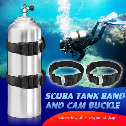 Two Pack Scuba Tank Holder Straps With Adjustable Webbing Belt And ABS Cam Buckles Anti Slip Pad For Universal Dive Gear