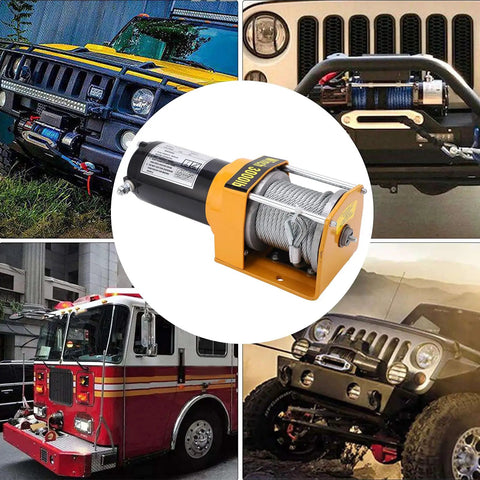 Heavy Duty 12V Electric Winch Kit Featuring 3000 LB Towing Capacity With Wired Control And Durable Stainless Steel Cable for truck and ATV use.