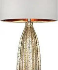 Lit Mercury Glass Bullet Lamp With Antique Gold Finish, 30.5 Inch Tall, 16 Inch Wide, 16 Inch Deep, 3 Way Switch, Includes 9.5 Watt LED 800 Lumens