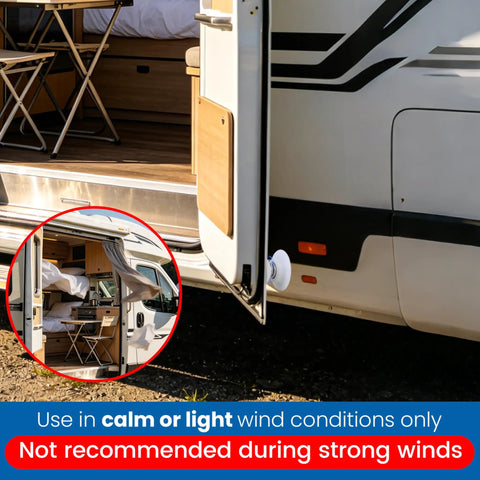 RV Magnetic Door Catch Kit For Camper, Trailer, And Motor Home Weather Resistant Door Holder in use on RV door