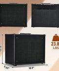 50W Electric Guitar Amp Combo With 10 Inch Speaker For Home Practice And Studio Jams, front and back panels shown, dimensions and weight included