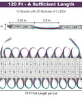 120Ft SMD5050 RGB Storefront LED Lights With Smart Bluetooth Control 240 LEDs Waterproof Module Kit shown in array