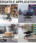 Heavy Duty Hydraulic Lift Table Cart With 500 Lbs Capacity And Badass Powder Coated Steel Frame For Smooth Scissor Jack Action in warehouse