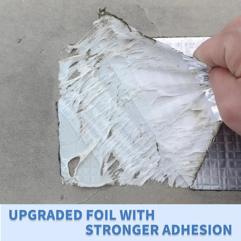Close-up of Tough As Nails Heavy Duty Aluminum Foil Butyl Tape with Adhesive being applied, showing upgraded adhesion.