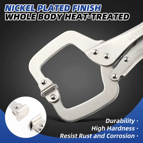 11 Inch C Clamp Locking Pliers With Swivel Pads Beefy Heavy Duty Welding Pliers Quick Release Premium Nickel Plated