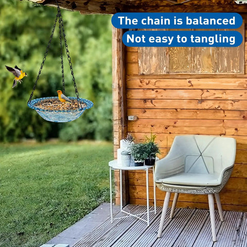 2 Pack Hanging Bird Bath And Feeder Set For Outdoors Multi Purpose Water Bowl Bathing And Feeding Station For Garden Birds Blue Plastic Outdoor Bird Waterer Easy To Hang Great For Bird Watching