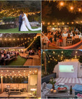 Outdoor events with 50 Ft LED Outdoor String Lights G40 Globe Dimmable Patio Lights Waterproof With 27 Warm White Shatterproof Bulbs.