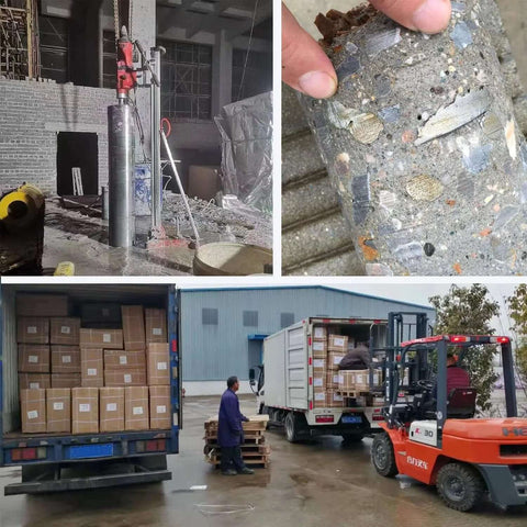 Front view of TUHUT wet diamond core drill bit, 10-inch diameter with crown-shaped segments and 1-1/4-7 UNC arbor for masonry.