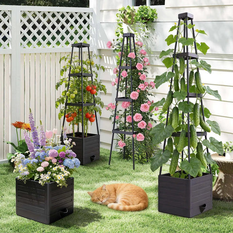 tomato planter box with trellis 2 Pack Tomato Planter With Trellis, Self-Watering Garden ✓