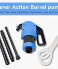 Beefy Lever Action Drum Pump For 55 Gallon Drums Delivers 1 Pint Per Stroke Perfect For High Viscosity Oils, blue handle, accessories