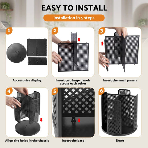 Installation steps for Rotating Cup Dispenser With Four Compartments And Lid Holder 360 Degree Tray Holds 3 To 16 Oz Disposable Cups.