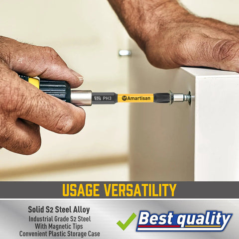 Using 24-Piece Slotted And Phillips Drill Bit Set With S2 Alloy Steel Magnetic Tips, 2.3-Inch Long for cabinet installation