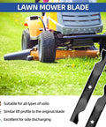 Lawn mower with 2 Pack Replacement 46 Inch Lawn Mower Blade For Husqvarna YTH22V46 YTH22K46 Z246 YT46LS YTH20K46 YTH21K46 YTH2K46 RZ4623 With 5 Star Mounting Pattern next to it.