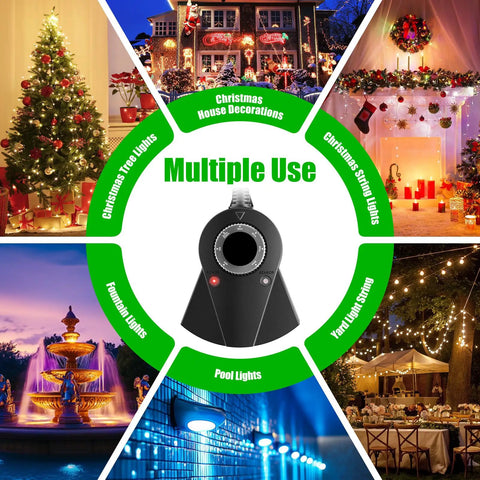 Outdoor Waterproof Plug In Light Timer With Photocell Sensor Dusk To Dawn Auto On Off 24 Hour Countdown Modes 2 4 6 Or 8 Hours No Fuss Setup Weatherproof Outdoor Outlet For Backyard Garden Patio Christmas Decorations