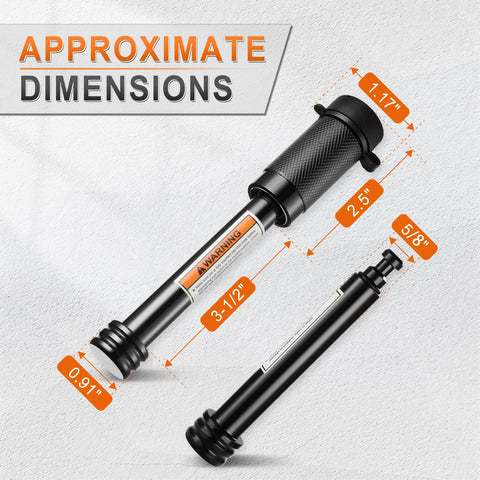 Five Eighth Inch Diameter Trailer Hitch Receiver Pin Lock Locks It Down Three And A Half Inch Long Fits Class Three And Four Two Inch And Two And A Half Inch Receivers Tow Hitch Lock With Four Beefed Up Anti Rattle Rubber O Rings for trailers and trucks with dimensions labeled.