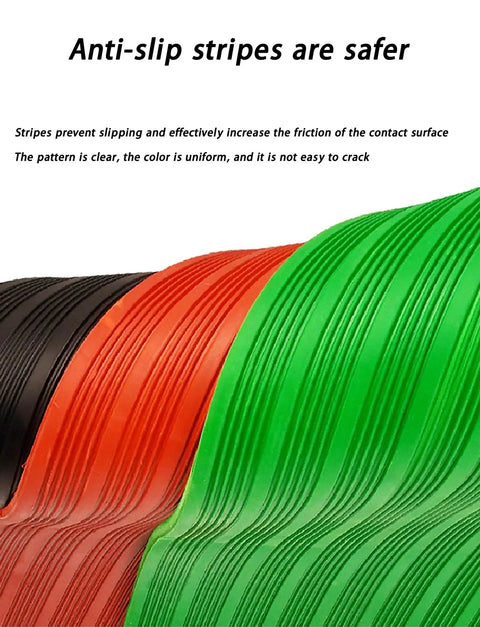 Anti-slip stripes detail on Tough As Nails Electrical Safety Rubber Mat For Electricians, black, orange, green mat colors