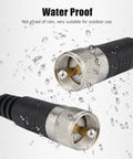18 Foot RG8X Coax Cable For CB Ham Radio Setup, Waterproof Low Loss UHF PL259 Male To Male Connector with water droplets visible