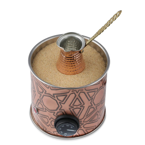 Turkish Copper Hot Sand Coffee Maker With Electric Heater 110V-220V Small Coffee Pot Included Gift Ready Turkish Coffee Set For Home Cafe Vibe