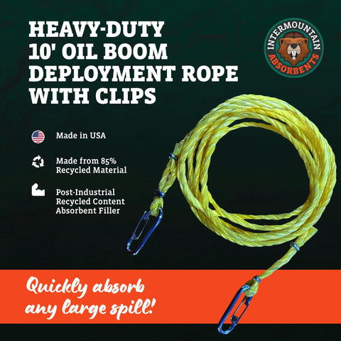 10ft Oil Absorbent Boom Deployment Ropes 2 Pack Works Like A Champ To Deploy Booms Fast On Site Heavy Duty Braided Line With Secure Clips For Rock Solid Oil Spill Containment You Can Trust