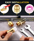 Easy installation of Six Piece Brass Pipe Fitting Set Three Eighths Inch Female NPT To One Quarter Inch Female NPT Coupler Hex Head Adapter
