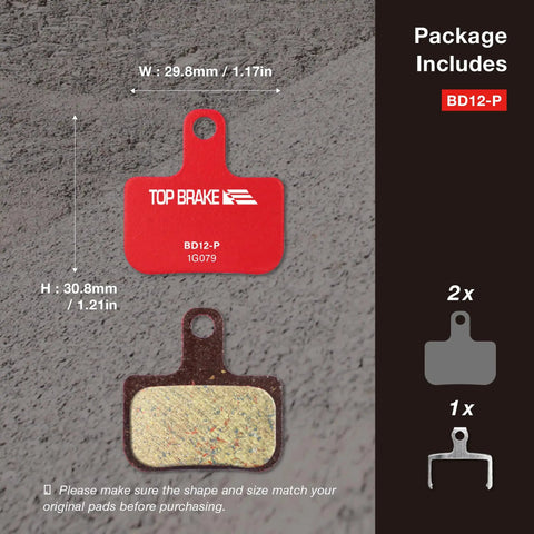 Ceramic Disc Brake Pads For SRAM Level Ultimate Force Red AXS And XC MTB Silent Option, dimensions shown, front and back view
