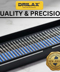 Drilax 30-piece 1mm diamond drill bits set with 1/8-in shank in a black tray