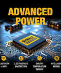 Close-up of circuit board highlighting features of Compact Level 2 EV Charger With 40 Amp 240V Output, App Control, Bluetooth And Wi Fi.