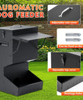 2 Pack Heavy Duty Automatic Dog Feeder With Tight Seal Lid 25 Pound Capacity Weather Resistant Outdoor Hanging Bowl Feeder For Big Guys displayed outdoors with adjustable cover.