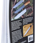 Back cover of 'Knife Making 101 The Classic Beginner Guide For New Knifemakers Revised Edition With Illustrated Pages And Practical No Fluff Methods For Crafting Sharp Durable Blades' showing knives and text.